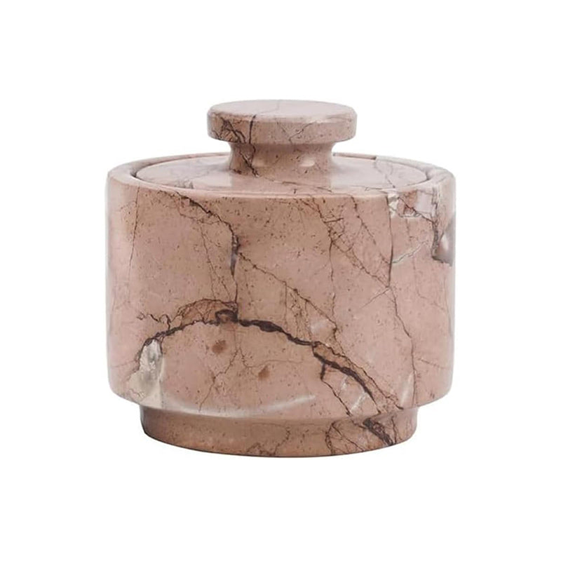 Marble Salt Cellar with Lid 3'' Inch Marinara Sugar & Coffee Storage Container -Candy & Seasoning Jars Kitchen Décor