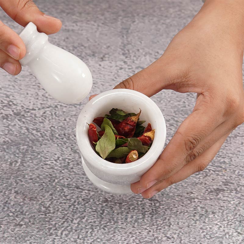 Marble Mortar and Pestle Set 2.5" Inch Spices, Pill Crusher & Herb Grinder for Kitchen Set