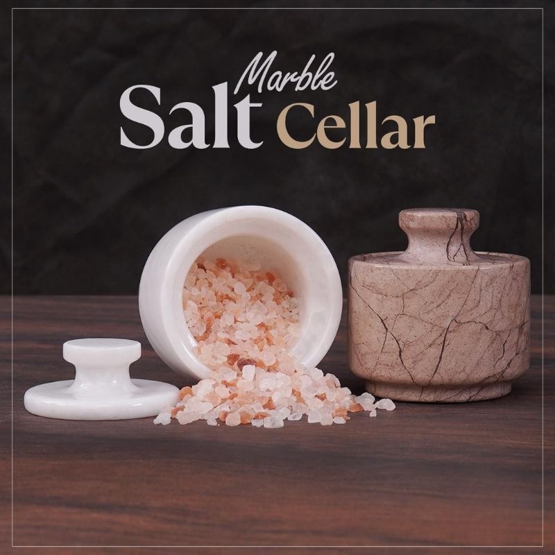 Salt Cellar 3" Inch White and Marinara Spices & Salt Containers For Kitchen Storage Countertop