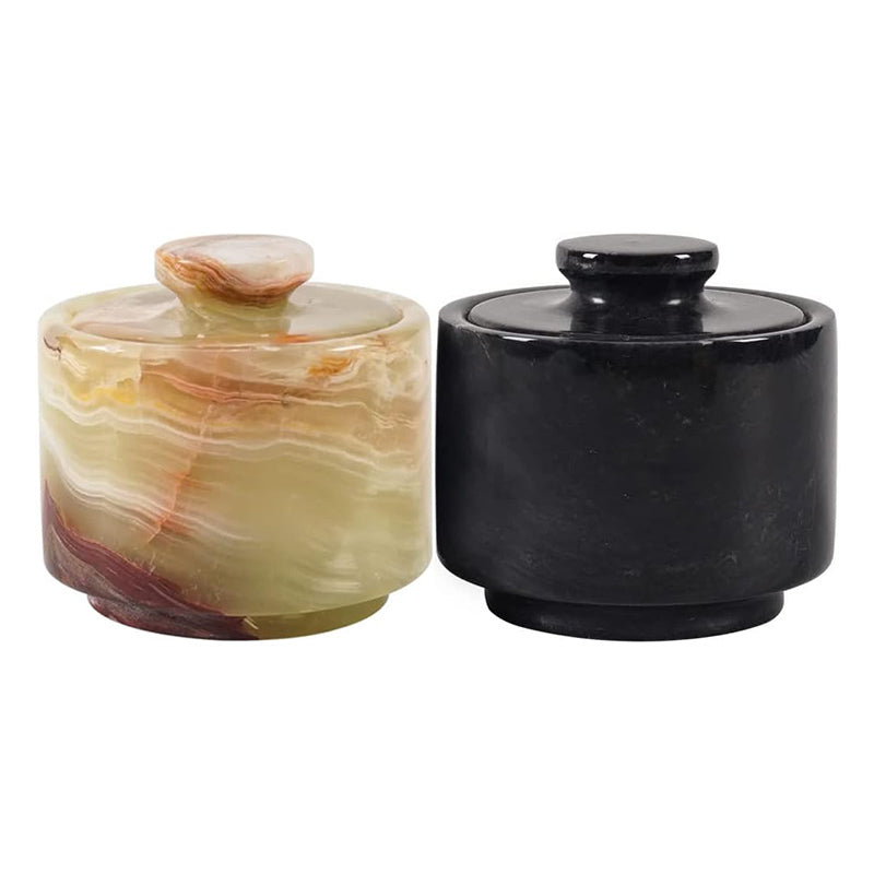 Natural Marble Salt Cellar with Lid Set of 2 - kitchen Decor