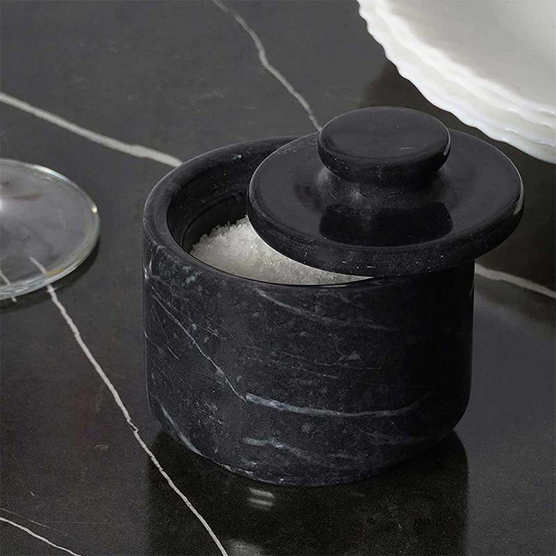 Black Salt Cellar - Kitchen Décor - Kitchen Marble Accessories